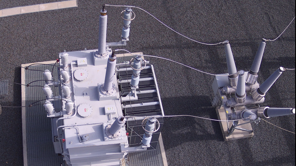 Transformer equipment aerial view